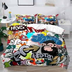 3D Street Art Graffiti Series Print Duvet Cover Bedding Sets Comforter Cover with 1 Print Duvet Cover or Coverlet，2 Pillowcases for Double/Queen/King