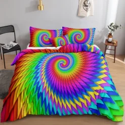 3D Vortex 3-Piece Duvet Cover Set Hotel Bedding Sets Comforter Cover with Soft Lightweight Microfiber,1 Duvet Cover, 2 Pillowcases for Double/Queen/King(1 Pillowcase for Twin/Single) coverlet