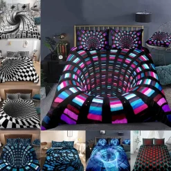 3D Vortex 3-Piece Duvet Cover Set Hotel Bedding Sets Comforter Cover with Soft Lightweight Microfiber,1 Duvet Cover, 2 Pillowcases for Double/Queen/King(1 Pillowcase for Twin/Single) coverlet
