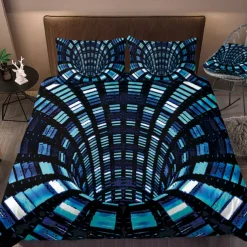 3D Vortex 3-Piece Duvet Cover Set Hotel Bedding Sets Comforter Cover with Soft Lightweight Microfiber,1 Duvet Cover, 2 Pillowcases for Double/Queen/King(1 Pillowcase for Twin/Single) coverlet