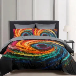 3D Vortex 3-Piece Duvet Cover Set Hotel Bedding Sets Comforter Cover with Soft Lightweight Microfiber,1 Duvet Cover, 2 Pillowcases for Double/Queen/King(1 Pillowcase for Twin/Single) coverlet