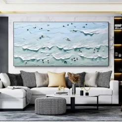 3D wave painting handmade Blue Ocean Oil Painting Contemporary Indigo Painting on Canvas Large Art Ocean Sea Painting Home Decor Painting 3D wave oil painting beach paintings seascape oil paintings