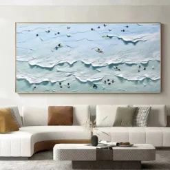 3D wave painting handmade Blue Ocean Oil Painting Contemporary Indigo Painting on Canvas Large Art Ocean Sea Painting Home Decor Painting 3D wave oil painting beach paintings seascape oil paintings