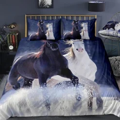 3D Wolf Print Duvet Cover Bedding Sets Comforter Cover with 1 Duvet Cover or Coverlet,1Sheet,2 Pillowcases for Double/Queen/King(1 Pillowcase for Twin/Single)