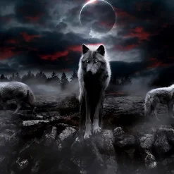 3D Wolf Print Duvet Cover Bedding Sets Comforter Cover with 1 Duvet Cover or Coverlet，1Sheet，2 Pillowcases for Double/Queen/King(1 Pillowcase for Twin/Single)