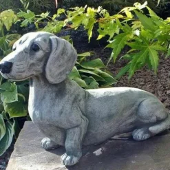 Dachshund Statue Garden Decor Memorial Dog Figurines Puppy Lying Down Decor Garden Decoration Diy Accessories Home Decor