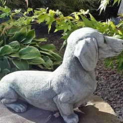 Dachshund Statue Garden Decor Memorial Dog Figurines Puppy Lying Down Decor Garden Decoration Diy Accessories Home Decor