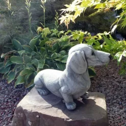 Dachshund Statue Garden Decor Memorial Dog Figurines Puppy Lying Down Decor Garden Decoration Diy Accessories Home Decor