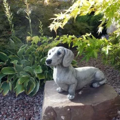 Dachshund Statue Garden Decor Memorial Dog Figurines Puppy Lying Down Decor Garden Decoration Diy Accessories Home Decor