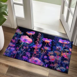 Dark Flowers Doormat Kitchen Mat Floor Mat Non-Slip Area Rug Oil Proof Rug Indoor Outdoor Mat Bedroom Decor Bathroom Mat Entrance Rug