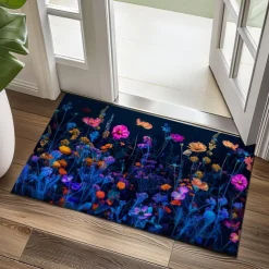 Dark Flowers Doormat Kitchen Mat Floor Mat Non-Slip Area Rug Oil Proof Rug Indoor Outdoor Mat Bedroom Decor Bathroom Mat Entrance Rug
