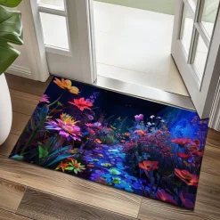 Dark Flowers Doormat Kitchen Mat Floor Mat Non-Slip Area Rug Oil Proof Rug Indoor Outdoor Mat Bedroom Decor Bathroom Mat Entrance Rug