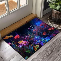 Dark Flowers Doormat Kitchen Mat Floor Mat Non-Slip Area Rug Oil Proof Rug Indoor Outdoor Mat Bedroom Decor Bathroom Mat Entrance Rug
