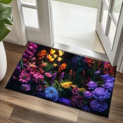 Dark Flowers Doormat Kitchen Mat Floor Mat Non-Slip Area Rug Oil Proof Rug Indoor Outdoor Mat Bedroom Decor Bathroom Mat Entrance Rug