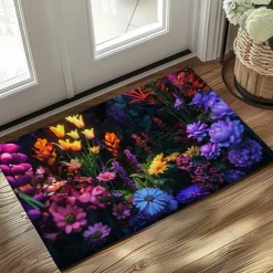 Dark Flowers Doormat Kitchen Mat Floor Mat Non-Slip Area Rug Oil Proof Rug Indoor Outdoor Mat Bedroom Decor Bathroom Mat Entrance Rug