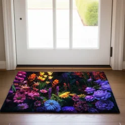 Dark Flowers Doormat Kitchen Mat Floor Mat Non-Slip Area Rug Oil Proof Rug Indoor Outdoor Mat Bedroom Decor Bathroom Mat Entrance Rug