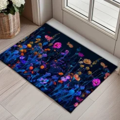 Dark Flowers Doormat Kitchen Mat Floor Mat Non-Slip Area Rug Oil Proof Rug Indoor Outdoor Mat Bedroom Decor Bathroom Mat Entrance Rug