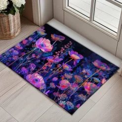 Dark Flowers Doormat Kitchen Mat Floor Mat Non-Slip Area Rug Oil Proof Rug Indoor Outdoor Mat Bedroom Decor Bathroom Mat Entrance Rug