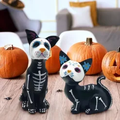 Day of The Dead Dog Statue, Halloween Sugar Skulls Animal Statue Resin Crafts, Ornament