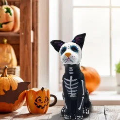 Day of The Dead Dog Statue, Halloween Sugar Skulls Animal Statue Resin Crafts, Ornament
