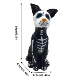 Day of The Dead Dog Statue, Halloween Sugar Skulls Animal Statue Resin Crafts, Ornament