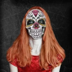 Day of The Dead Mask Sugar Skull Full Face Mask Mexican Masquerade Mask Fancy Dress Halloween Costume Accessory for Women Men Halloween Skeleton Decoration