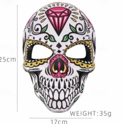 Day of The Dead Mask Sugar Skull Full Face Mask Mexican Masquerade Mask Fancy Dress Halloween Costume Accessory for Women Men Halloween Skeleton Decoration
