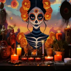 Day of the Dead Tapestry Banners Wall Hangings Skeleton Mexico Dark Punk Gothic Style Party Dorm Shooting Backgrounds Decorations Wall Door Background