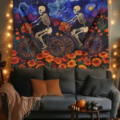 Day of the Dead Tapestry Banners Wall Hangings Skeleton Mexico Dark Punk Gothic Style Party Dorm Shooting Backgrounds Decorations Wall Door Background