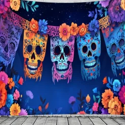 Day of the Dead Tapestry Banners Wall Hangings Skeleton Mexico Dark Punk Gothic Style Party Dorm Shooting Backgrounds Decorations Wall Door Background