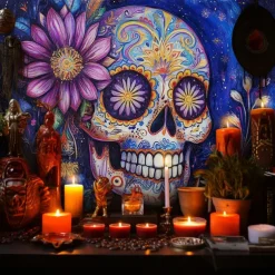 Day of the Dead Tapestry Banners Wall Hangings Skeleton Mexico Dark Punk Gothic Style Party Dorm Shooting Backgrounds Decorations Wall Door Background