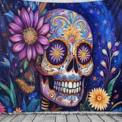 Day of the Dead Tapestry Banners Wall Hangings Skeleton Mexico Dark Punk Gothic Style Party Dorm Shooting Backgrounds Decorations Wall Door Background