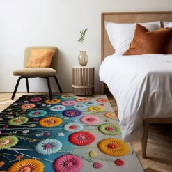 Deadlion Quilting Area Rug Kitchen Mat Non-Slip Oil Proof Floor Mat Livingroom Rug Indoor Outdoor Mat Bedroom Decor Bathroom Mat Entrance Rug Door Mat