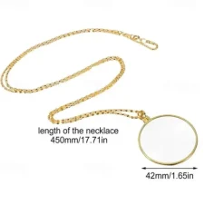 Decorative Monocle Necklace with 5x Magnifier Magnifying Glass Pendant Gold Silver Plated Chain Necklace for Women Jewelry Gift