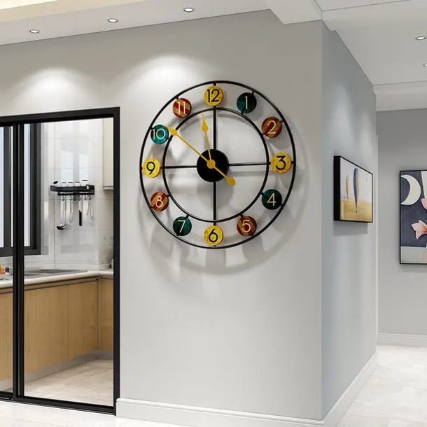 Decorative Multicolor Round Analog Metal Home Office Decor 50*50CM