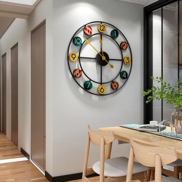 Decorative Multicolor Round Analog Metal Home Office Decor 50*50CM