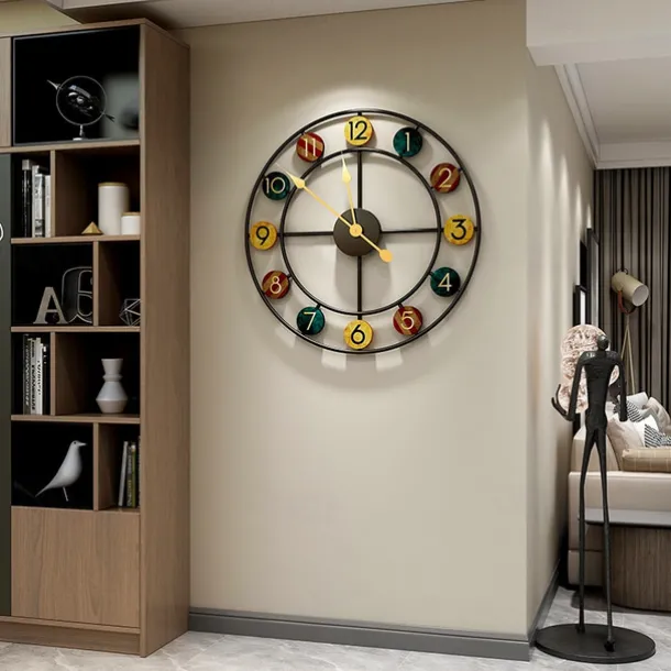Decorative Multicolor Round Analog Metal Home Office Decor 50*50CM