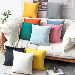 Decorative Toss Pillows Fall Throw Pillow Covers Cushion Cover Modern Simple Thick Dutch Velvet Solid Color Sofa Living Room Bed Room 1PC Pink Blue Sage Green Purple