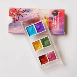 Dededepraise Metallic Watercolor-6/12 Color Set Starry Watercolor In Portable Box.Diamonds Glitter Solid Watercolors.Watercolor Art Supplies For Artists, Students And Painting Beginners,Perfect For Easter Decoration
