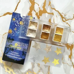 Dededepraise Metallic Watercolor-6/12 Color Set Starry Watercolor In Portable Box.Diamonds Glitter Solid Watercolors.Watercolor Art Supplies For Artists, Students And Painting Beginners,Perfect For Easter Decoration