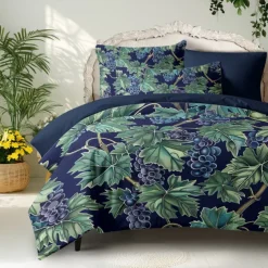 Deep Botanical Duvet Cover Set - Includes Duvet Cover and Pillowcases - Rich Plant-Inspired Design - Soft and Comfortable Fabric - Perfect for Elegant Bedroom Decor