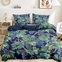 Deep Botanical Duvet Cover Set - Includes Duvet Cover and Pillowcases - Rich Plant-Inspired Design - Soft and Comfortable Fabric - Perfect for Elegant Bedroom Decor