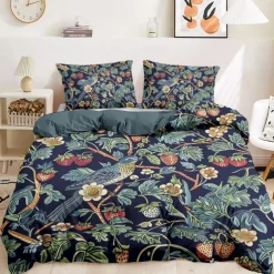 Deep Botanical Duvet Cover Set - Includes Duvet Cover and Pillowcases - Rich Plant-Inspired Design - Soft and Comfortable Fabric - Perfect for Elegant Bedroom Decor