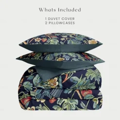 Deep Botanical Duvet Cover Set - Includes Duvet Cover and Pillowcases - Rich Plant-Inspired Design - Soft and Comfortable Fabric - Perfect for Elegant Bedroom Decor