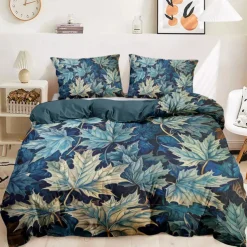 Deep Botanical Duvet Cover Set - Includes Duvet Cover and Pillowcases - Rich Plant-Inspired Design - Soft and Comfortable Fabric - Perfect for Elegant Bedroom Decor