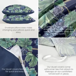 Deep Botanical Duvet Cover Set - Includes Duvet Cover and Pillowcases - Rich Plant-Inspired Design - Soft and Comfortable Fabric - Perfect for Elegant Bedroom Decor