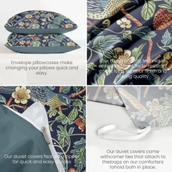 Deep Botanical Duvet Cover Set - Includes Duvet Cover and Pillowcases - Rich Plant-Inspired Design - Soft and Comfortable Fabric - Perfect for Elegant Bedroom Decor