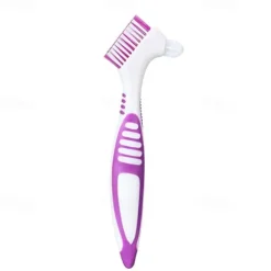 Denture Toothbrush For Adults, Denture Cleaning Brush, Hard Denture Brush Oral Care Double-Sided Toothbrush, Specially Designed To Thorough Cleaning Dentures & Bridges