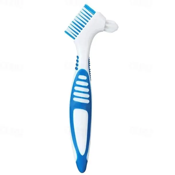 Denture Toothbrush For Adults, Denture Cleaning Brush, Hard Denture Brush Oral Care Double-Sided Toothbrush, Specially Designed To Thorough Cleaning Dentures & Bridges