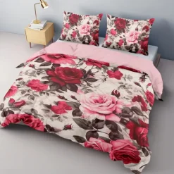 Designer Roses Floral Pattern Duvet Cover Set Comforter Set 3-Piece Luxury Weighted Cotton Bedding Set Home Decor Gift King Queen Duvet Cover